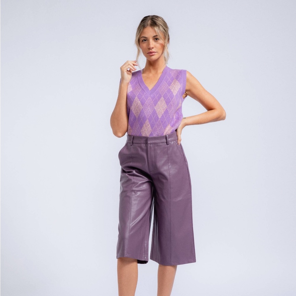 PU leather culottes pants